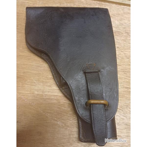 Ancien tui holster militaire en cuir noir pour PA type Ruby 7.65 mm - WW2