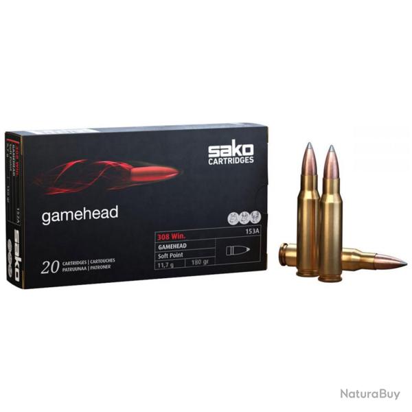 Munitions SAKO calibre 308 Win Gamehead Softpoint 180gr - 11.7g x20