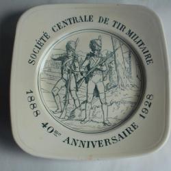 Assiette 40e anniversaire Tir Militaire 1888-1928 Carouge