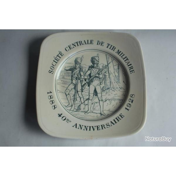 Assiette 40e anniversaire Tir Militaire 1888-1928 Carouge