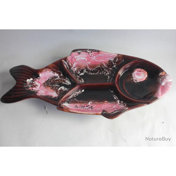 Plat � compartiments c�ramique Poisson Vallauris La Grande Motte