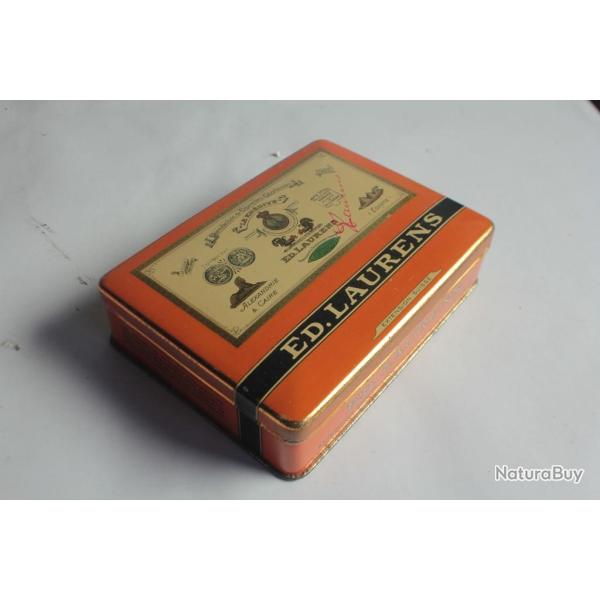 Bo�te � cigarettes ED. LAURENS Orange Kh�dive Suisse t�le lithographi�e tabac