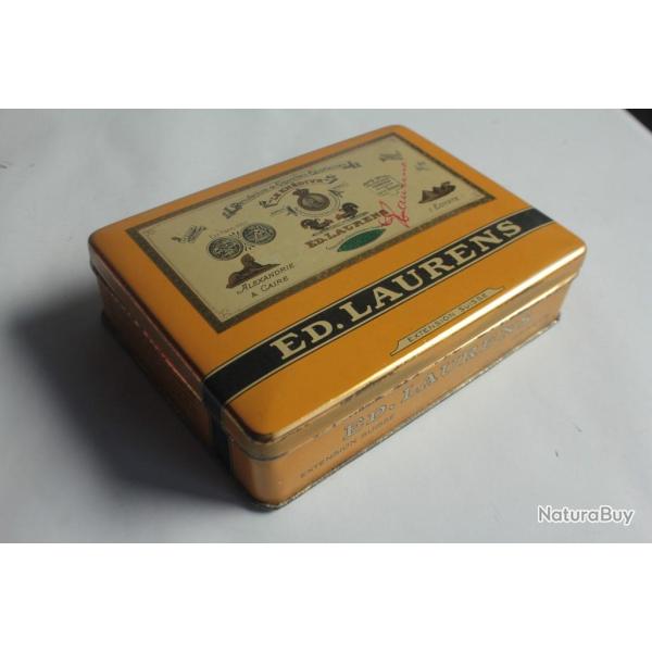 Bo�te � cigarettes ED. LAURENS Jaune Kh�dive Suisse t�le lithographi�e