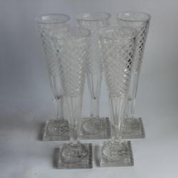 5 Verres Flûtes champagne cristal taillé Empire