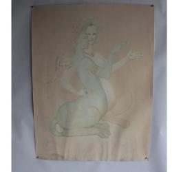 Leonor FINI Lithographie originale Deux sphinges Épreuve d'artiste