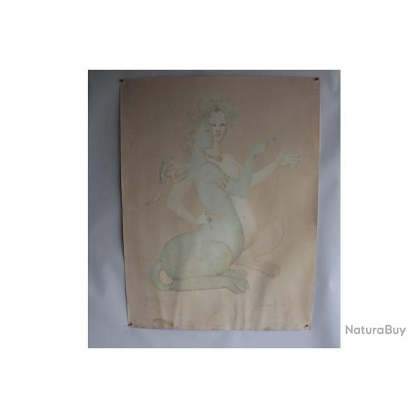 Leonor FINI Lithographie originale Deux sphinges �preuve d'artiste
