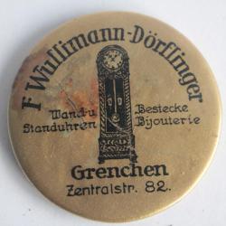 Miroir de poche publicitaire Horloger F. Wullimann-Dörflinger Grenchen