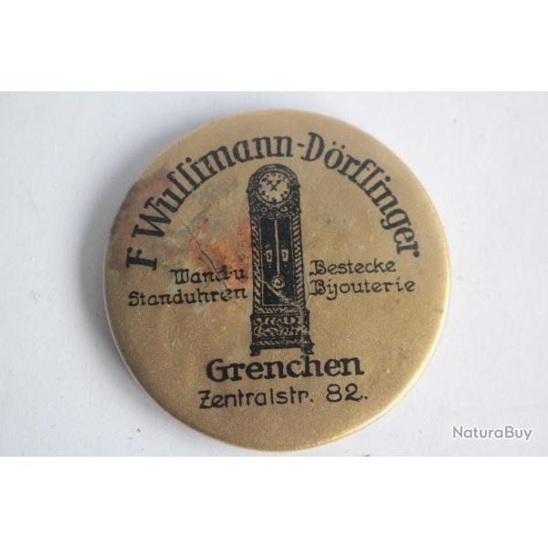 Miroir de poche publicitaire Horloger F. Wullimann-D�rflinger Grenchen