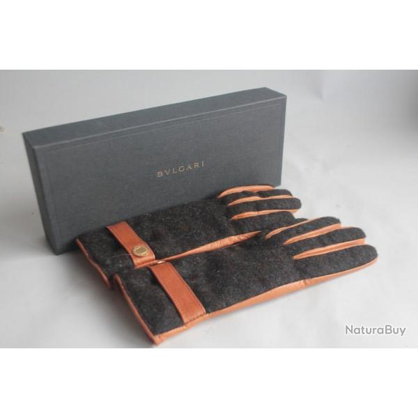 BULGARI Gants cuir cachemire 6 1/2