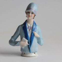 Demi figurine porcelaine Femme Gar&ccedil;onne Art d&eacute;co