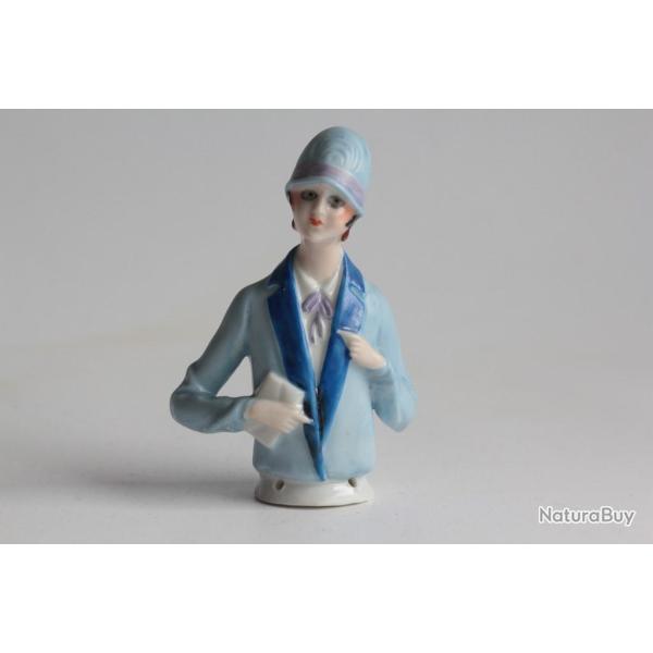 Demi figurine porcelaine Femme Gar�onne Art d�co