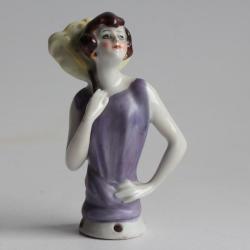 Demi figurine porcelaine Femme &agrave; l'&eacute;ventail Art d&eacute;co