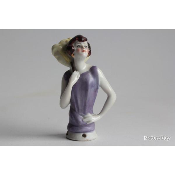 Demi figurine porcelaine Femme � l'�ventail Art d�co