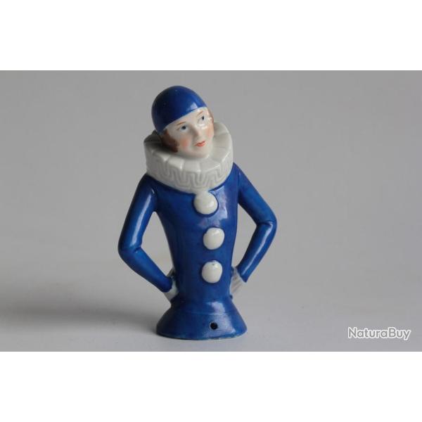 Demi figurine porcelaine Pierrot en costume bleu