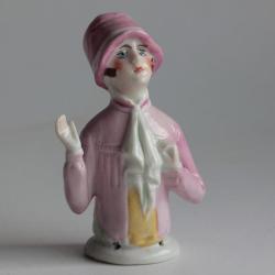Demi figurine porcelaine Femme Gar&ccedil;onne Art d&eacute;co