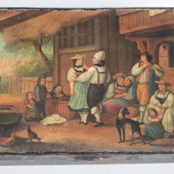 Bo&icirc;te &agrave; tabac t&ocirc;le peinte XIXe si&egrave;cle Stobwasser Vernis Martin