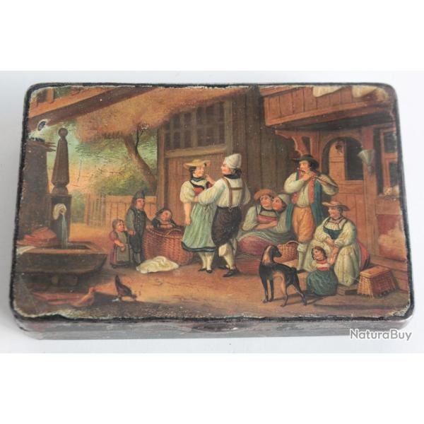 Bo�te � tabac t�le peinte XIXe si�cle Stobwasser Vernis Martin