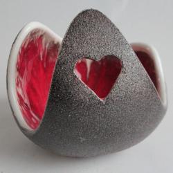 Bougeoir c&eacute;ramique Coeur Daugmales keramika Lettonie