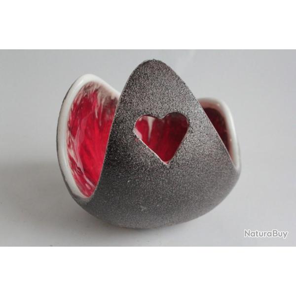 Bougeoir c�ramique Coeur Daugmales keramika Lettonie
