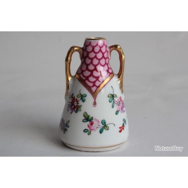 Ancien vase miniature porcelaine Fleurs
