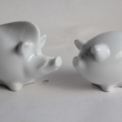 Cochon et Phacoch&egrave;re porcelaine Hollohaza Hongrie