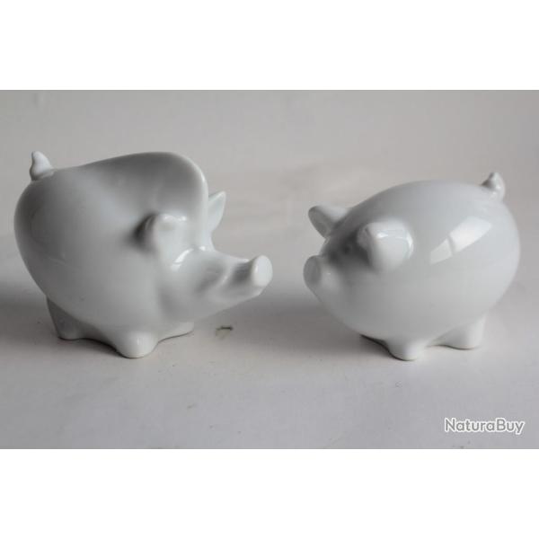 Cochon et Phacoch�re porcelaine Hollohaza Hongrie