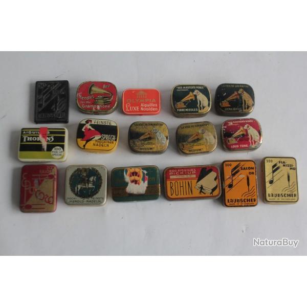 16 Anciennes bo�tes publicitaire aiguilles Tourne disque et Gramophone