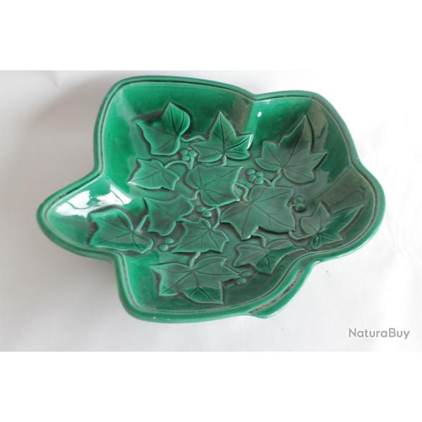 Coupe � fruit c�ramique feuille de vigne Vallauris