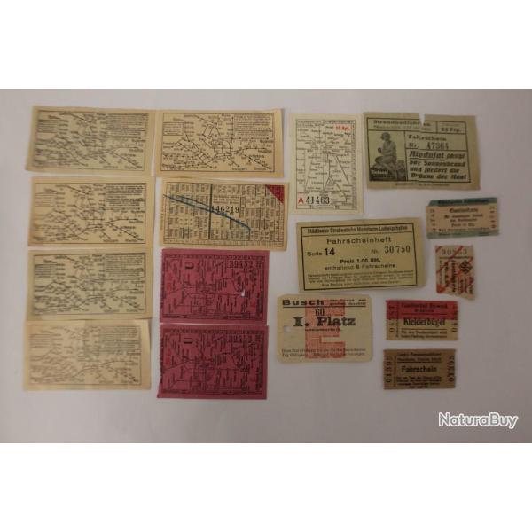 Lot anciens tickets de tramway Allemagne 1930-1935