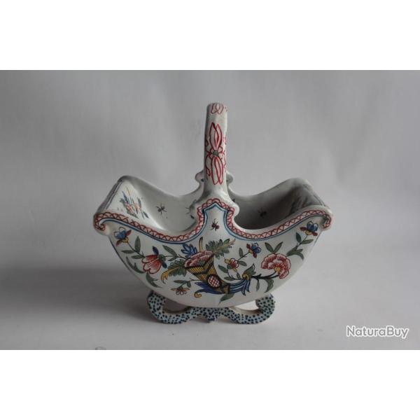 Bouqueti�re Corbeille fa�ence Desvres Fourmaintraux Corne d'abondance