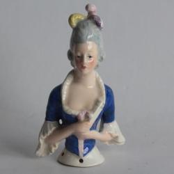 Demi figurine porcelaine Femme Marie Antoinette Half Doll Pincushion