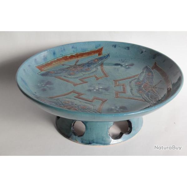 Coupe terre verniss�e Liotard Marc-Auguste Bastard Papillons de nuit