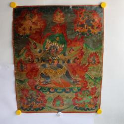 Peinture à l'huile sur toile thangka Yama Bouddhisme tibétain