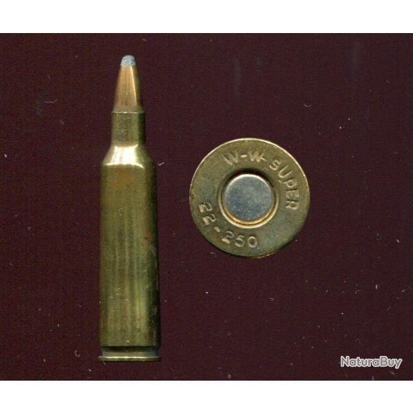 .22-250 REMINGTON - marquage : WW-SUPER 22-250 - balle cuivre pointe plomb - �tui laiton