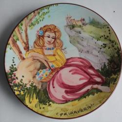 Assiette c&eacute;ramique &eacute;maill&eacute;e PRIMAVERA R.S Marino Italie