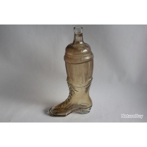 Ancienne Bouteille verre bottine lac�e