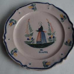Assiette fa&iuml;ence HR Quimper Bretonne