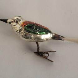 Ancienne D&eacute;coration No&euml;l Oiseaux verre Christmas Ornament Santa