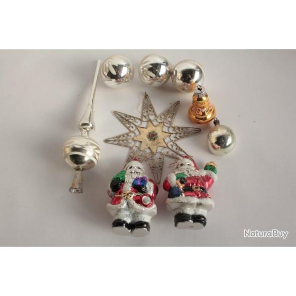 Lot 9 D�coration No�l Boules divers verre Christmas Ornament Santa