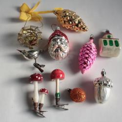 Lot 10 D&eacute;coration No&euml;l For&ecirc;t Divers verre Christmas Ornament Santa