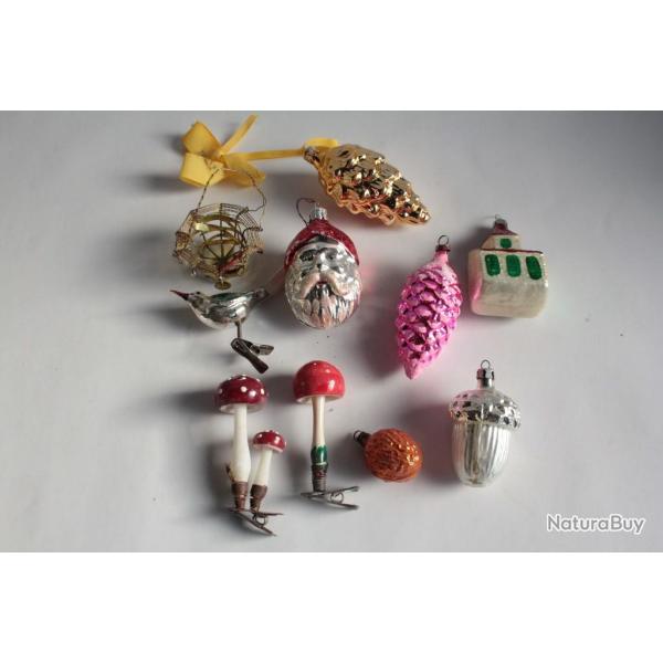 Lot 10 D�coration No�l For�t Divers verre Christmas Ornament Santa