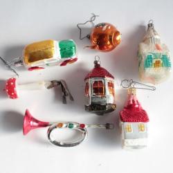 Lot 7 D&eacute;coration No&euml;l Divers verre Christmas Ornament Santa