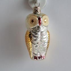 Ancienne D&eacute;coration No&euml;l Oiseaux Hiboux verre Christmas Ornament Santa