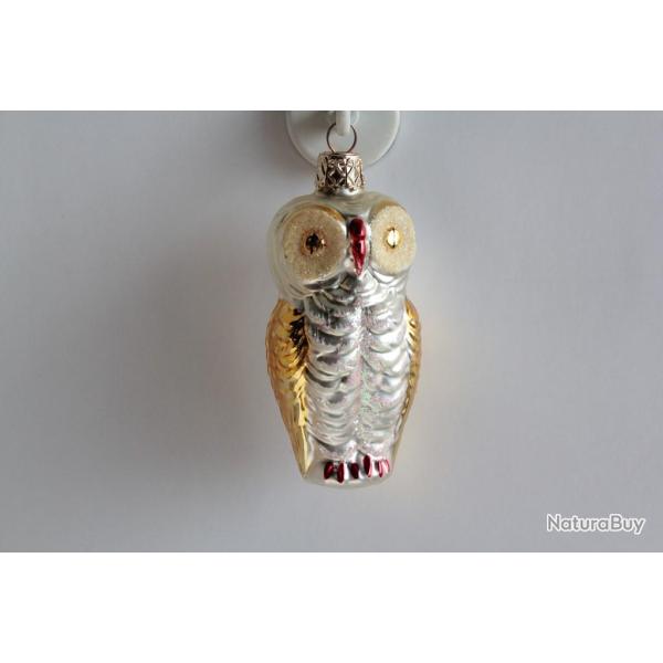 Ancienne D�coration No�l Oiseaux Hiboux verre Christmas Ornament Santa