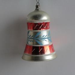 Ancienne D&eacute;coration No&euml;l Grande Cloche verre Christmas Ornament Santa