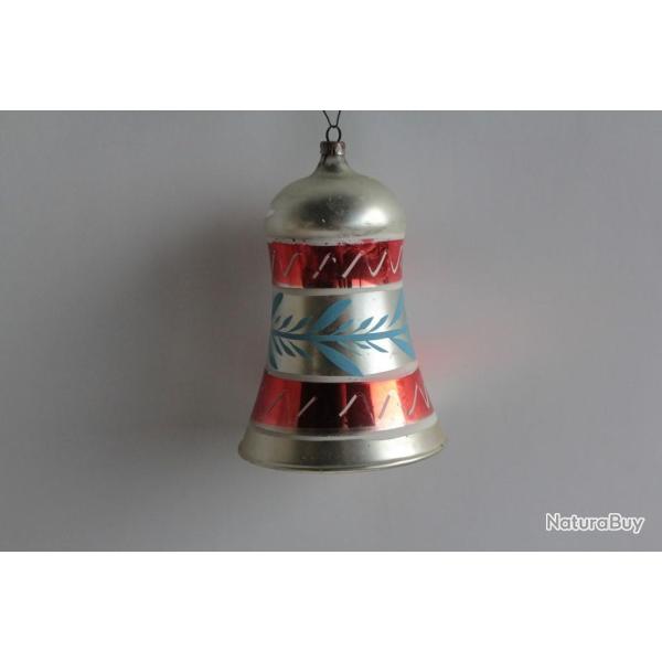 Ancienne D�coration No�l Grande Cloche verre Christmas Ornament Santa