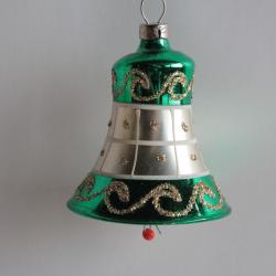 Ancienne D&eacute;coration No&euml;l Cloche verre Christmas Ornament Santa