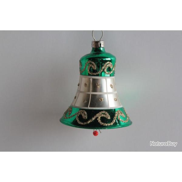 Ancienne D�coration No�l Cloche verre Christmas Ornament Santa