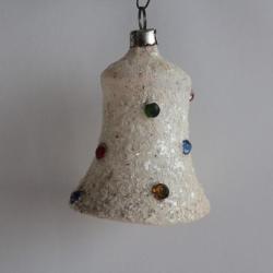 Ancienne D&eacute;coration No&euml;l Cloche verre Christmas Ornament Santa