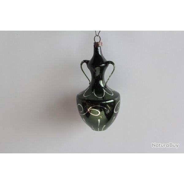 Ancienne D�coration No�l Vase verre Christmas Ornament Santa